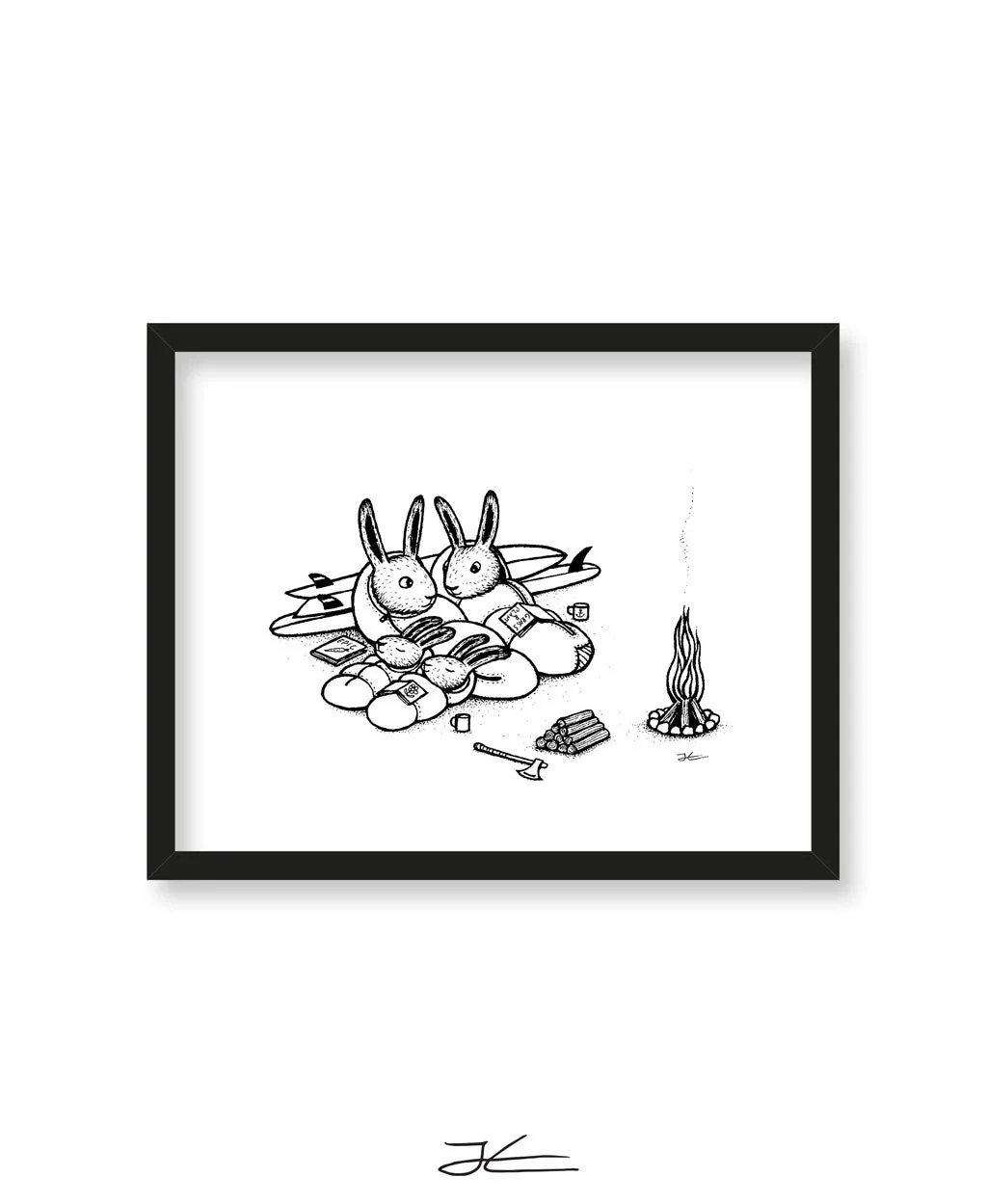 Rabbit Family Surf Trip - Print/ Framed Print