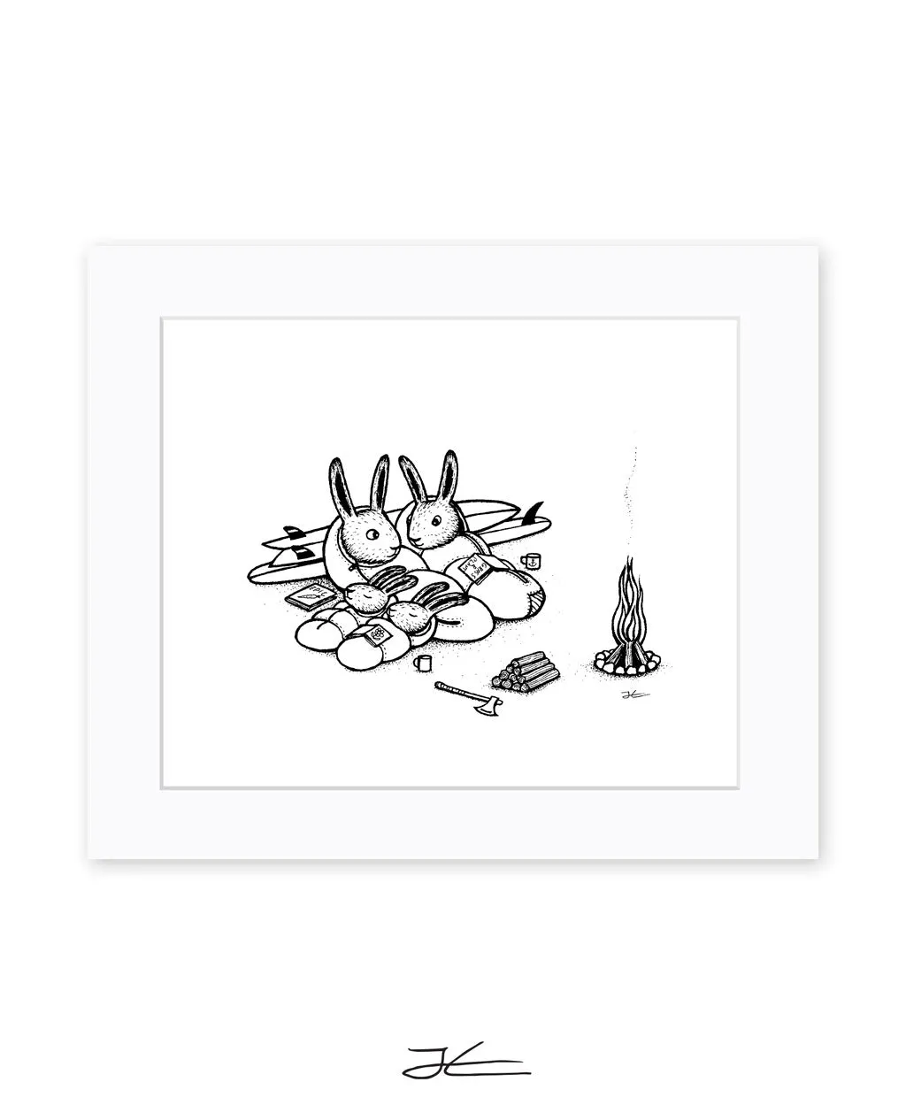 Rabbit Family Surf Trip - Print/ Framed Print