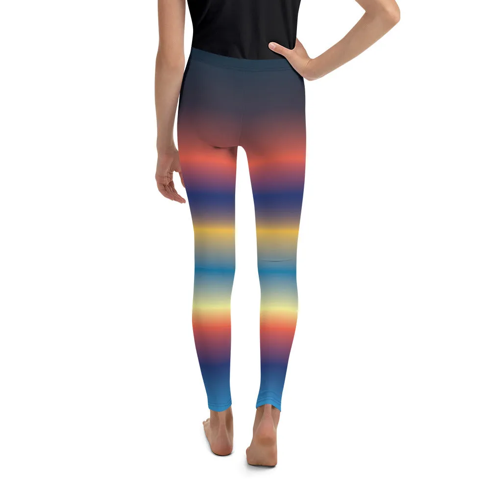 Reverse Rainbow Gradient Youth Leggings,Girls and Boys Matching Family Outfits