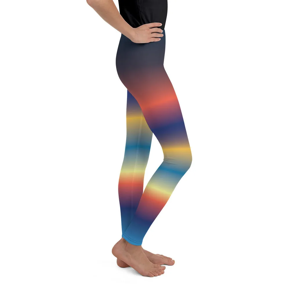 Reverse Rainbow Gradient Youth Leggings,Girls and Boys Matching Family Outfits