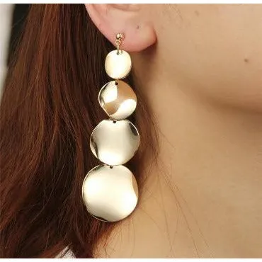 Round Disc Statement Dangle Earrings