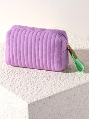 Shiraleah Ezra Quilted Nylon Small Boxy Cosmetic Pouch, Lilac