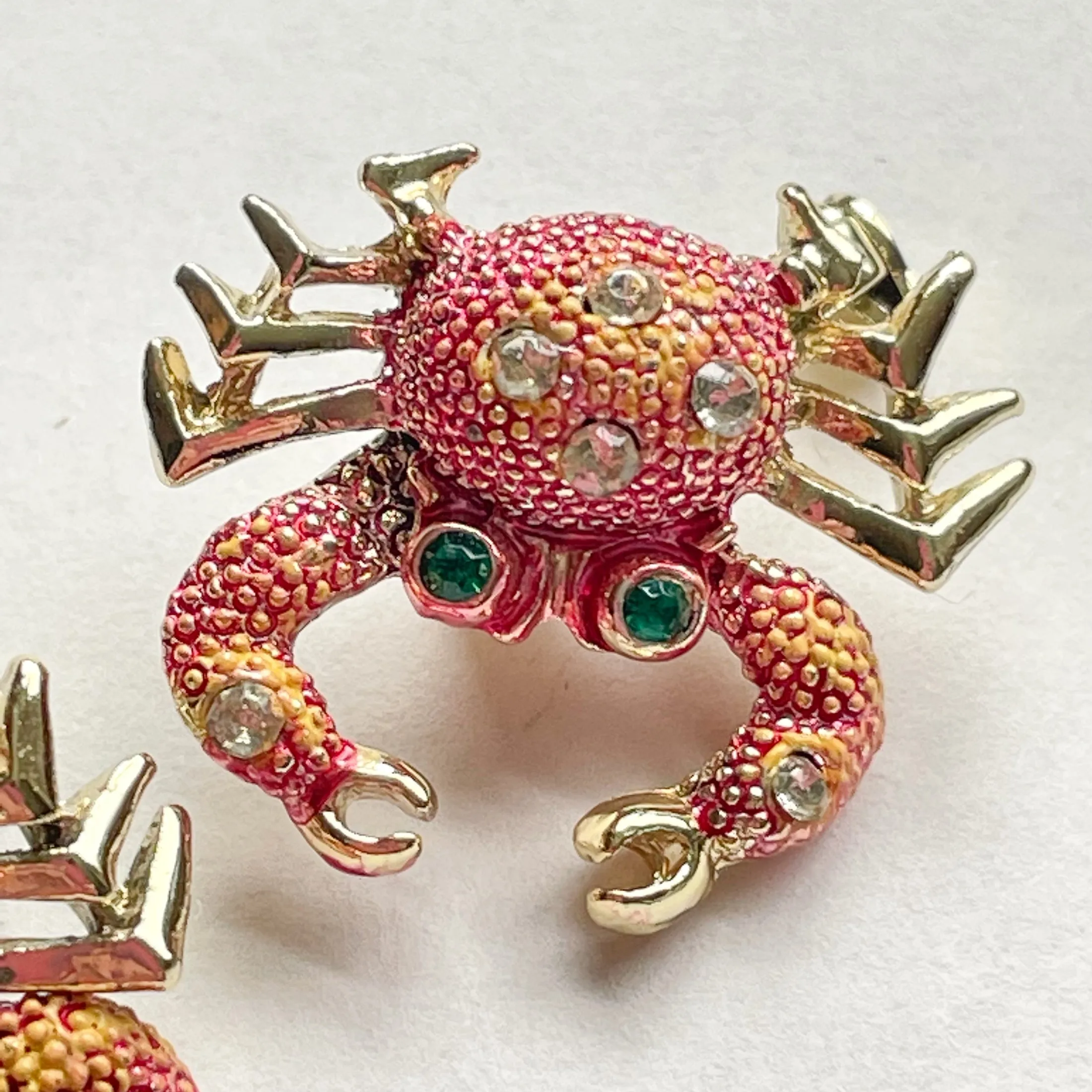 SOLD Vintage MCM Articulated Crab Pins, Set of 2, Costume Jewelry