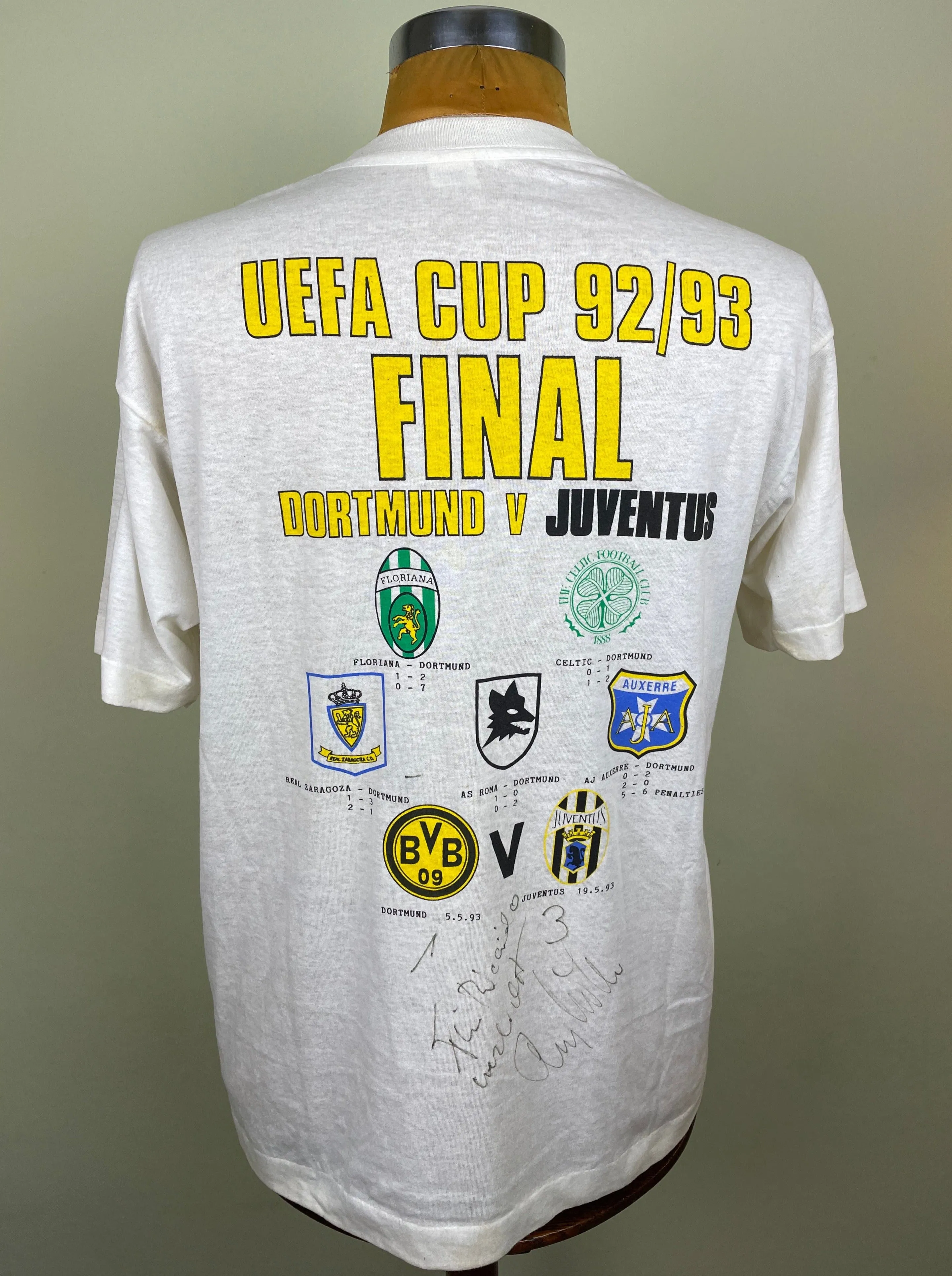 T-Shirt | 1993 | Juve vs Dortmund | UEFA Cup Final | Bootleg T-Shirt | Signed by Andreas Möller