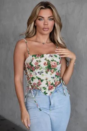 Tapestry Floral Print Corset Top