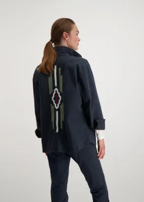 The Ally Jacket With Embroidery - Navy