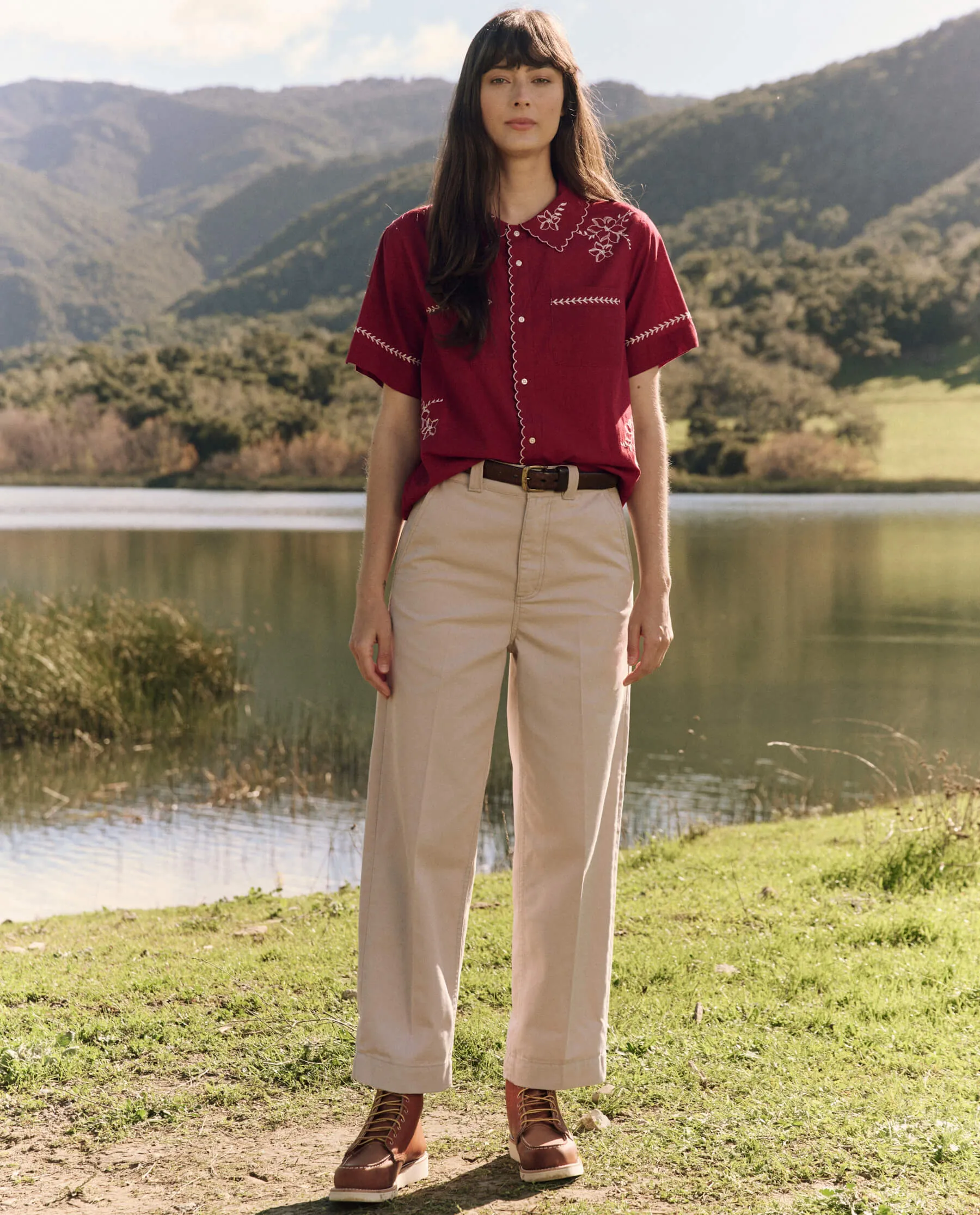 The Bowling Shirt with Hanky Embroidered. -- Scarlet