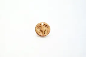 Vermeil Rose Gold Baby Foot Print Disc Charm - 18k Gold Plated Over Sterling Silver, feet onto round disk, Gold Baby Feet imprint