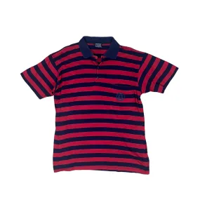 Vintage 90s Navy Blue   Red Versace Striped Polo Shirt - Large