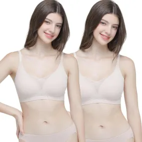 Wacoal Smart Size Go Girls Jelly Bra Charming Lace Set 2 ชิ้น บราไร้โครง วาโก้ รุ่น WB3Y32/WB3232 สีเบจ - สีเบจ (BE)