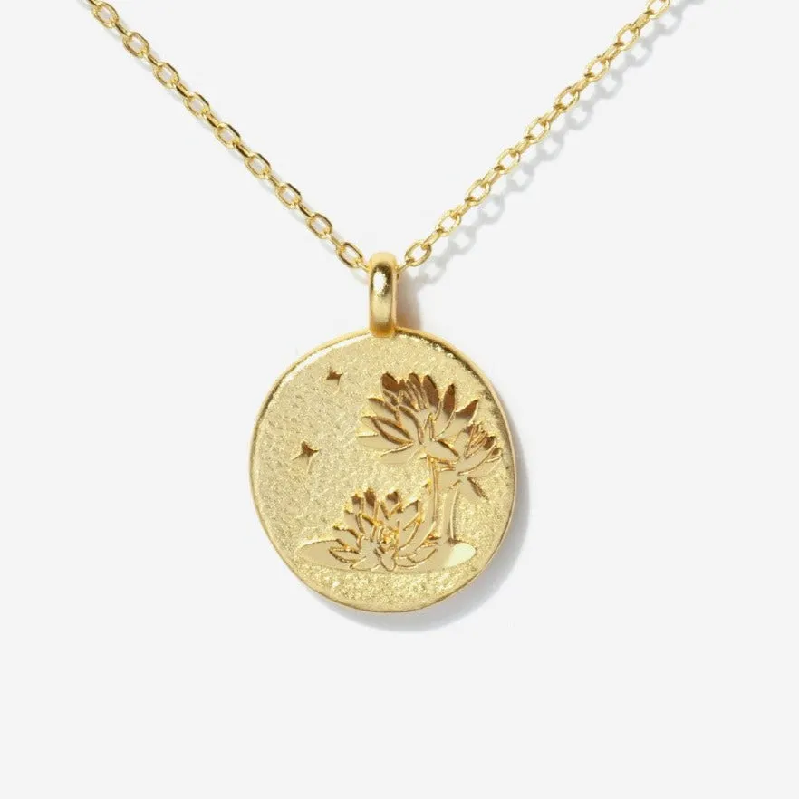 Water Lily Birth Flower Necklace - July