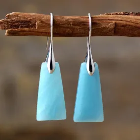 Wiluray Amazonite Silver Drop Earrings