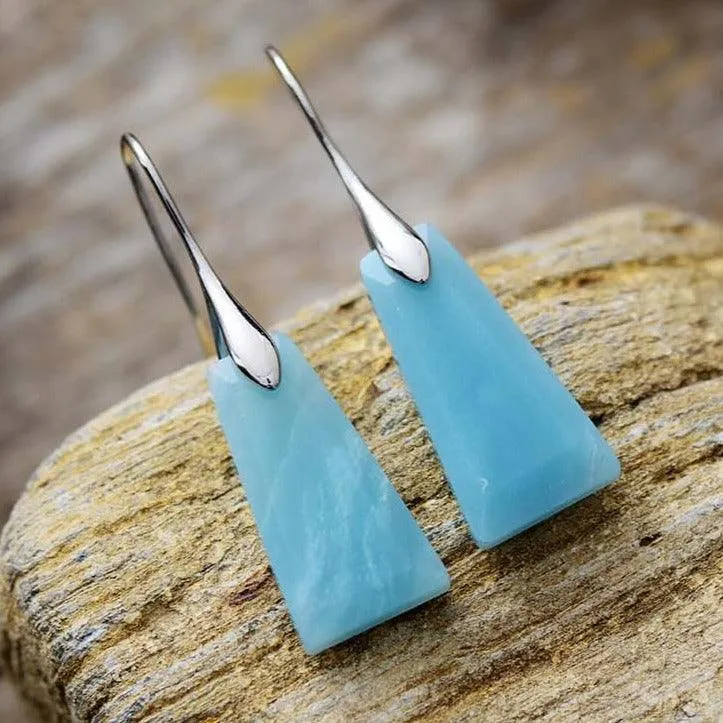 Wiluray Amazonite Silver Drop Earrings