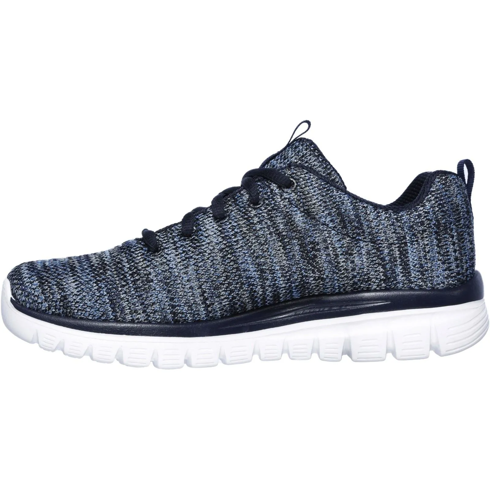 Women's Wide Fit Skechers 12615 Graceful Get Connected Sports Trainers - Navy/Blue