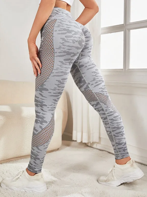 ZASUWA Female Camouflage Fishnet Scrunch Bum Leggings