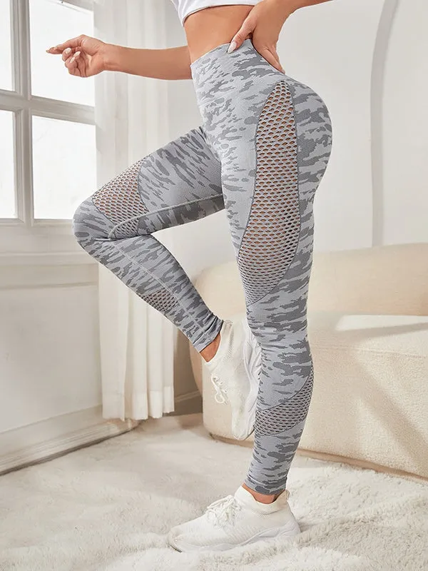 ZASUWA Female Camouflage Fishnet Scrunch Bum Leggings