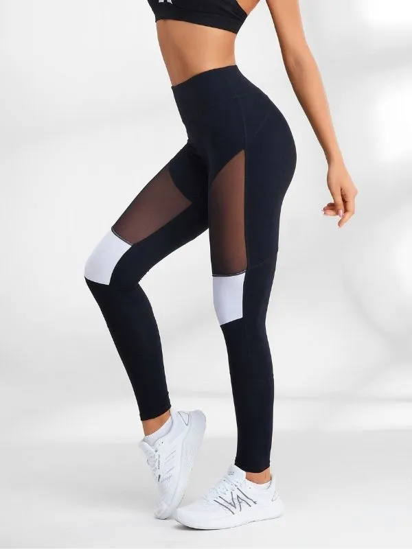 ZASUWA Female Contrast Color Mesh Leggings